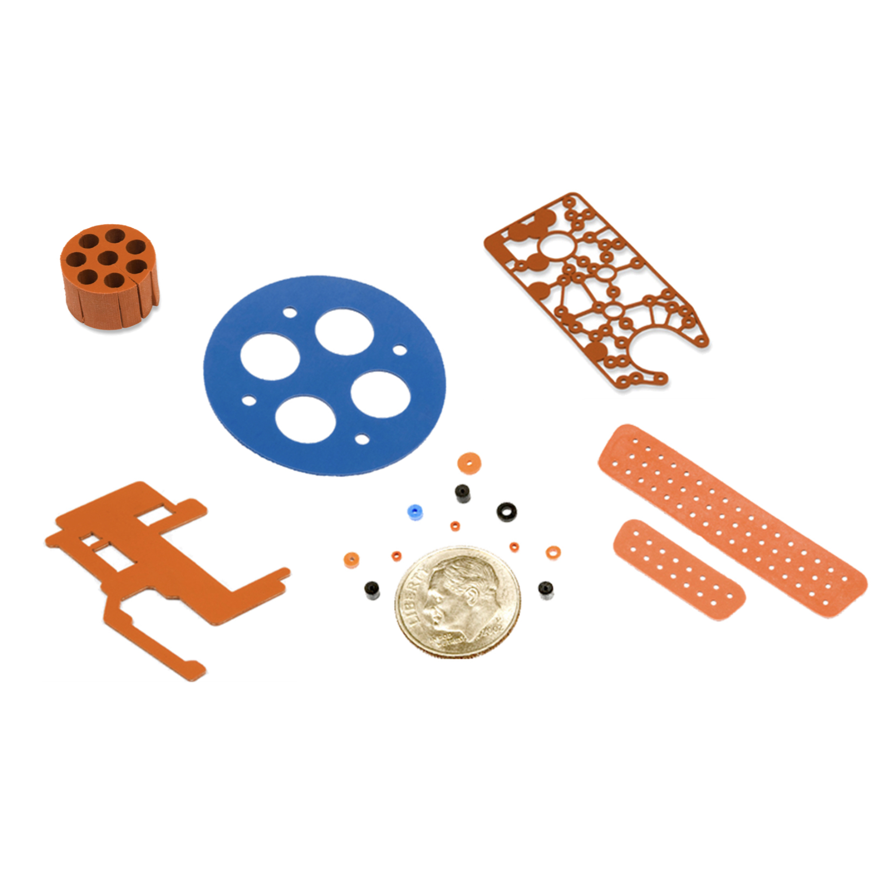 Custom gaskets and sealls on white background