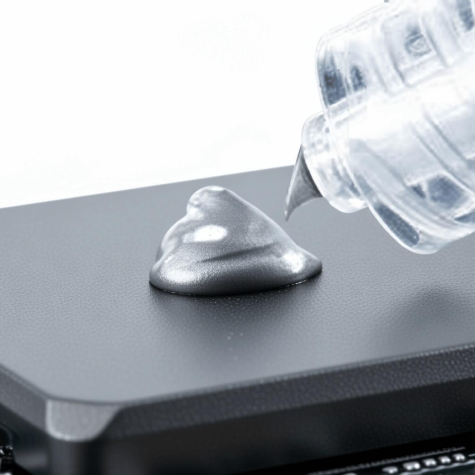 Thermal grease being poured out of a syringe