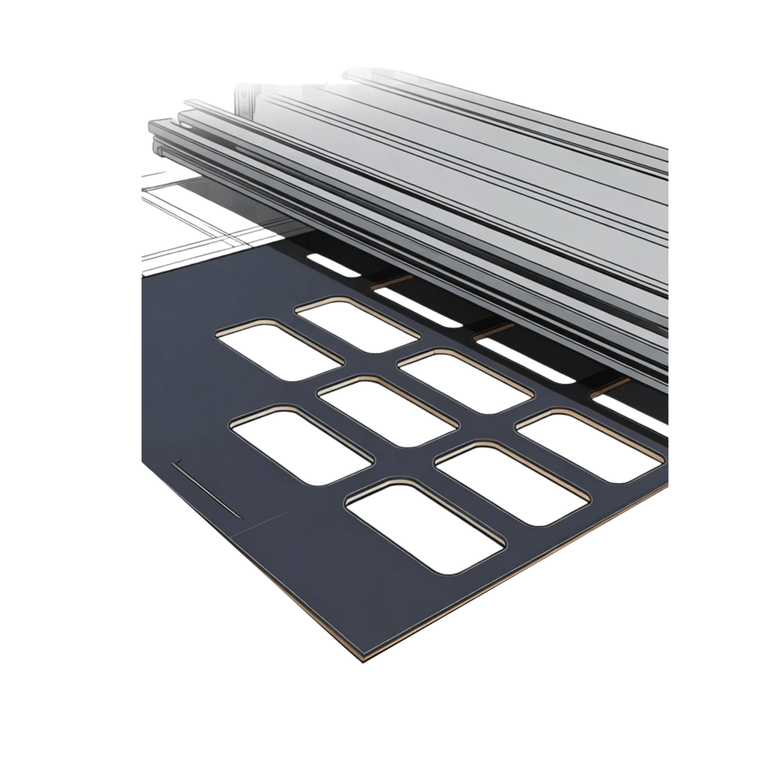 black gap filler pad being die cut