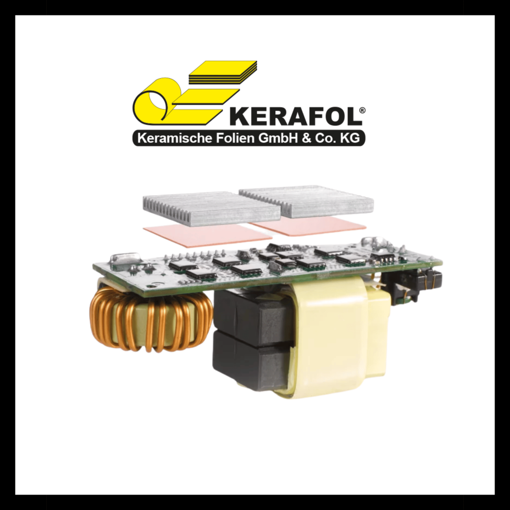 kerafol logo with keratherm yellow gap filler pad