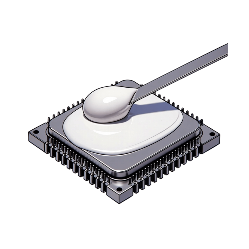 Thermal grease graphic being applied to cpu