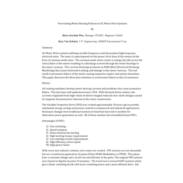 overcoming motor bearing failures in ac motor drive systems front image